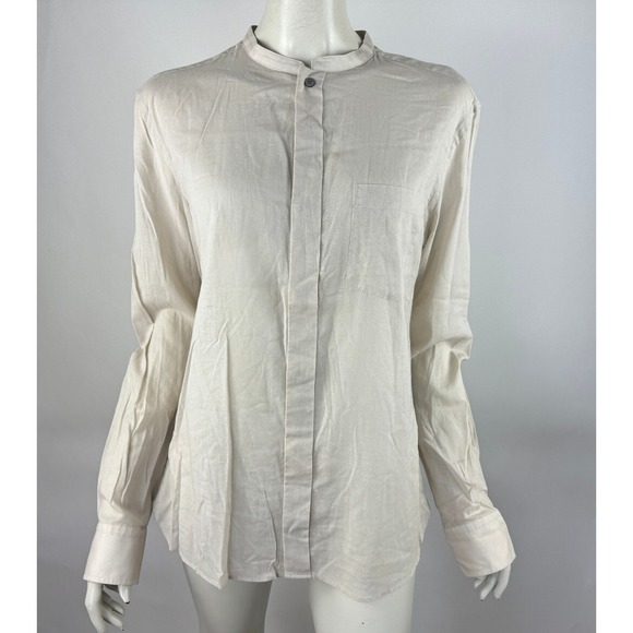 Helmut Lang Cotton Long Sleeve Shirt Women XL NWT $265 Button-up‎ Blouse Tunic - Picture 1 of 16